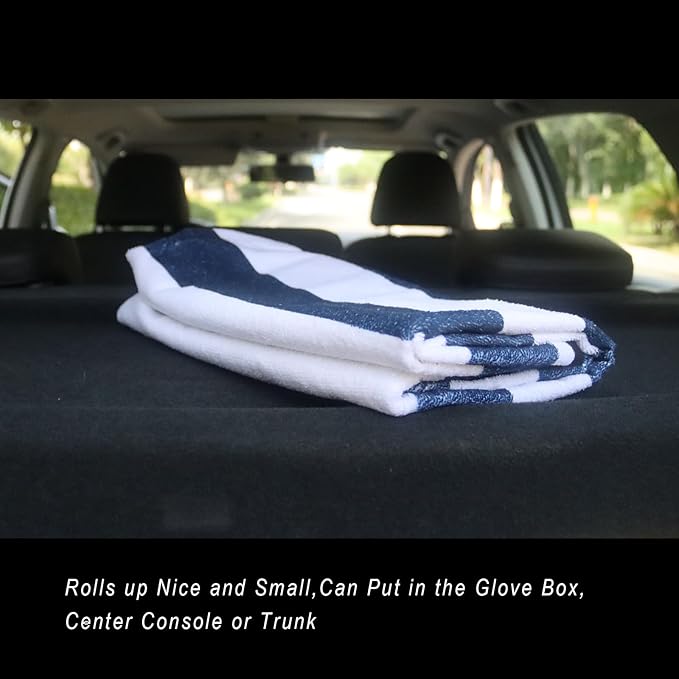 Car Seat Cover Protector Front Seats,for Gym Workout,Running,Swimming,Beach and Hiking,Waterproof Sweat Towel Bucket Seat Covers for Cars SUV Trucks (Blue Stripe, 1Pcs)