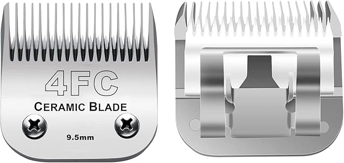3PCS 4FC Blades Dog Grooming Clipper Replacement Blades Compatible with Andis Pet Clipper/Oster A5/Wahl KM Series Dog Clipper,Ceramic Blade & Stainless Steel Blade