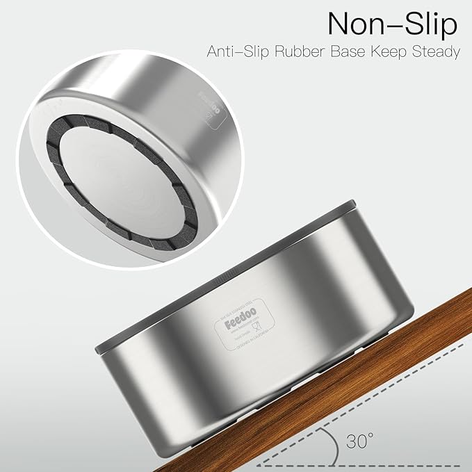 82oz Double Layers 304 Stainless Steel Dog Bowl - Insulated & Durable | Non-Slip Base | Easy to Clean | BPA-Free Safe Dog Food and Water Bowl