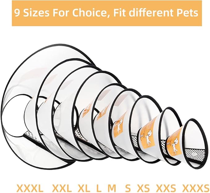 Plastic Pet Recovery Collars & Cones for Dogs and Cats After Surgery Adjustable Dog Neck Cone Surgical Elizabeth E-Collar Prevent Biting and Stop Licking Wound (XXXS)