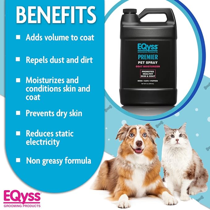 EQyss Premier Pet Spray - Moisturizes & Conditions for Healthy Skin & Coat, Non-greasy, Repels Dust & Dirt - Great for Dogs, Cats, Puppies (128 oz)