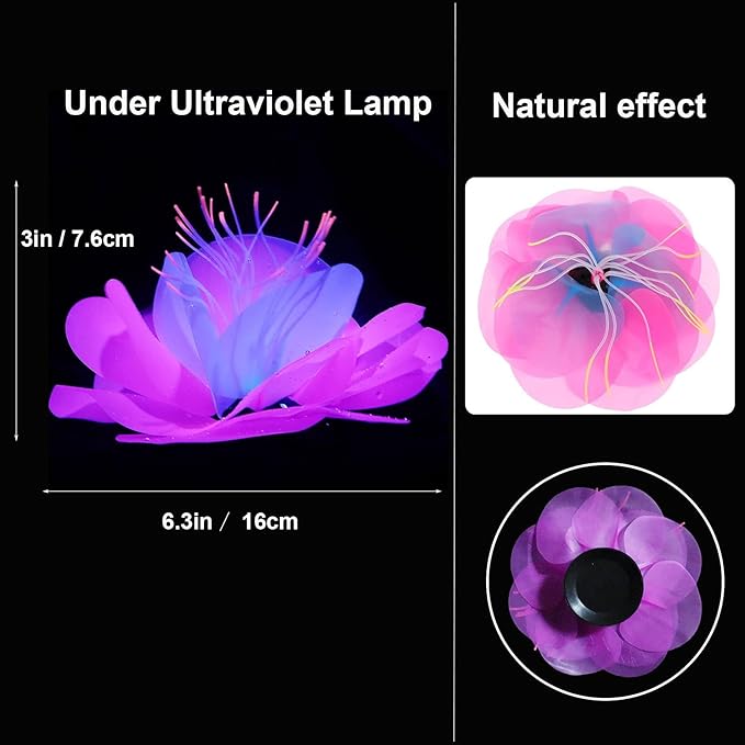 4 Pack Silicone Glowing Fish Tank Decorations Plants,Aquarium Fish Tank Glow Ornaments,Artificial Sea Anemone Coral Decor with Glowing Effect for Glow Fish Aquarium