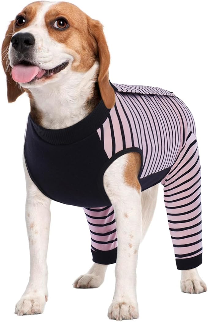 Kuoser Dog Recovery Suit for Back Legs,Soft Dog Surgery Suit with Sleeves to Stop Licking,Dogs Recovery Sleeve Elbow Protector Pet Surgical Onesie for Abdominal Wounds Dogs Cone Alternative,Pink M