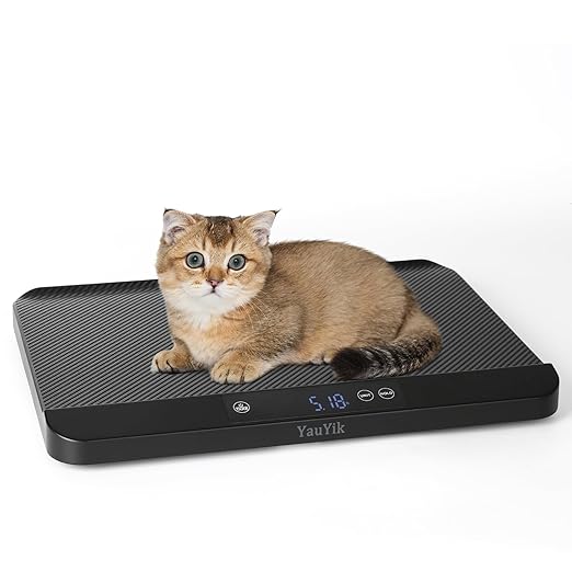 YauYik Digital Pet Scale for Accurate Weighing - Baby Scales for Weighing, Ideal for Small Pets, Puppies, and Cats with Non-Slip Mat - LED Display with Hold Function, Measures Up to 40kg