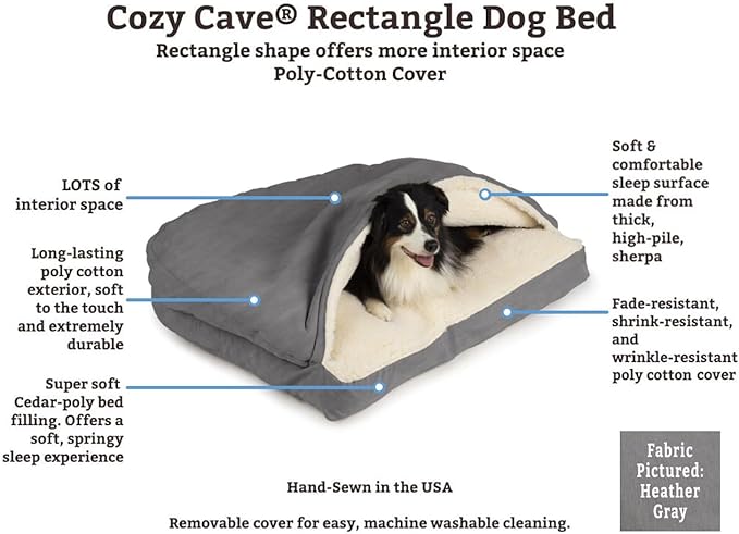 Snoozer Pet Products Rectangle Cozy Cave Dog Bed, Medium, Navy
