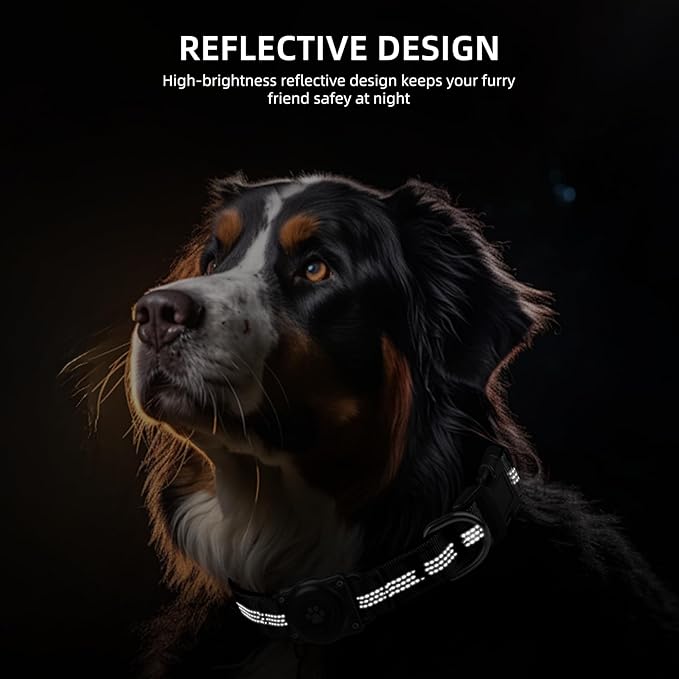 Upgraded AirTag Dog Collar, IP68 Waterproof Air Tag Dog Collar Holder, Reflective, Ultra-Durable, Comfortable Padded, Heavy Duty Dog Collars for Small Medium Large Dogs (XS (10.25"-13"), Black)
