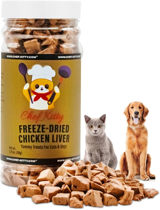 Freeze-Dried Chicken Liver Treats for Cats & Dogs – 100% Human Grade, Single Ingredient, High-Protein, Healthy Snack – No Additives or Preservatives – 1.7oz - Inspected & Tested in USA
