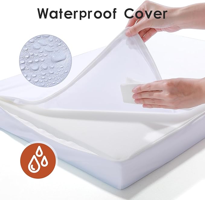 Chew Proof Dog Bed, 3" Memory Foam Dog Bed for Medium and Large Dogs, Removable and Washable Microsuede Cover, Waterproof Liner, Nonskid Bottom, 41x27 Inches XL Khaki
