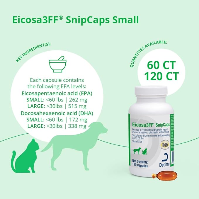 SnipCaps Omega 3 Free Fatty Acid Capsules for Dogs and Cats - Small, 120 ct