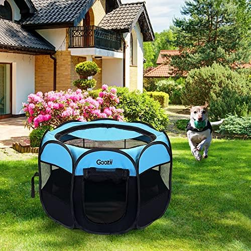 GOOZII Dog Playpen Portable Collapsible, Indoor Outdoor Pet Puppy Exercise