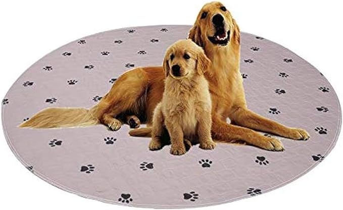 SincoPet Washable Dog Pee Pads with Puppy Grooming Gloves,Puppy Pads,Reusable Pet Training Pads,Large ,Waterproof Pet Pads for Dog Bed Mat,Super Absorbing Whelping Pads,48 Round Inch (Pack of 2)