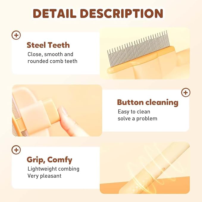 Zen Brush for Cats, Zenbrush Cat Comb, Self Cleaning Pet Comb Grooming Brush, Catdogcomb Pet Grooming for Massaging and Cleaning Shedding Hair (Green)