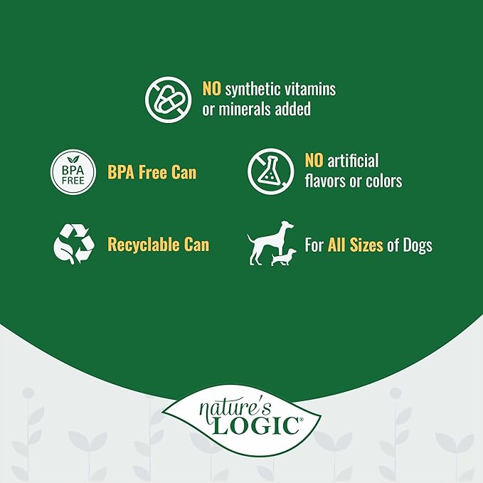 Nature's Logic Grain-Free Canned Dog Food - 95% Animal Proteins - 100% Natural Wet Dog Food Cans - No Common Allergens - All Life Stages - Ideal for Sensitive Dogs - Venison (13.2 oz, 12 pack)
