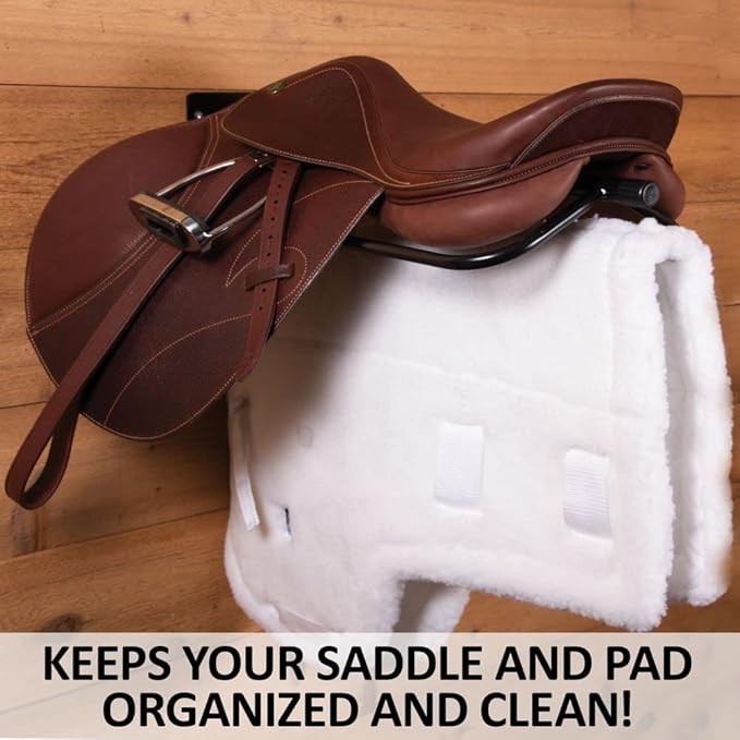 Saddle Rack with Pad Bar for Horse Enthusiast | Heavy-Duty Saddle Rack Wall Mount | Western & English Saddle Rack | Keeps Tack Organized