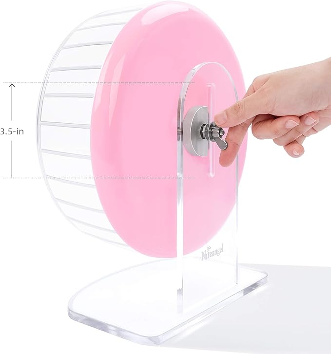 Niteangel Super-Silent Hamster Exercise Wheels: - Quiet Spinner Hamster Running Wheels with Adjustable Stand for Hamsters Gerbils Mice Or Other Small Animals (M, Pink)