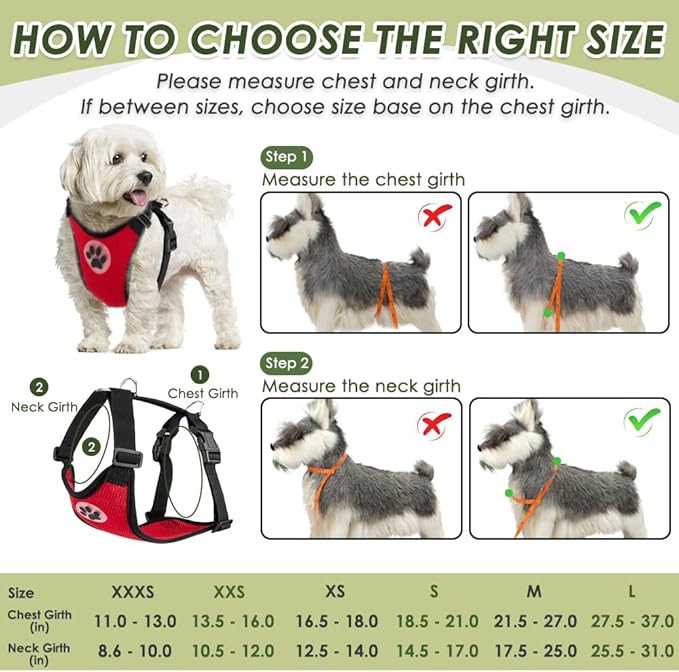 SlowTon Dog Seat Belt Harness for Car, Dog Car Harness Adjustable Mesh Breathable & Dog Seatbelt Safety Tether with Elastic Bungee for Small Medium Large Pets(Red, Double Clip, XXXS)