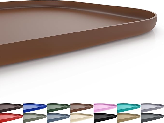 Silicone Pet Feeding Mat with Raised Edge for Food and Water, Dog Bowl Mats, Cat Bowls Placemat with High Lip for Floor Waterproof, Rubber Tray for Cats and Dogs 22 x 14 x0.8 Brown