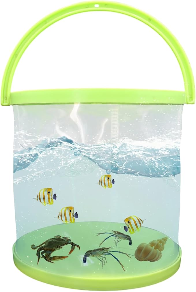 Foldable Small Aquarium, Portable Fish Tank, Fish Transport Container, Plasitc Fish Bowl, Beginner Tank, Great Concept for Catching and Release Critters, Beach, Pool and Lake