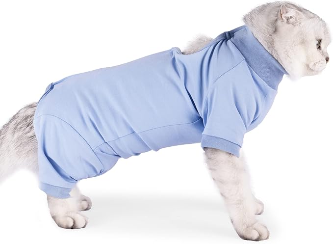 LIANZIMAU Cat Surgical Recovery Suit Professional for Male Female Dog Abdominal Wounds Cone E-Collar Alternative Anti-Licking Pet Surgical Recovery Pajama Suit Soft Fabric Onesie for Cats