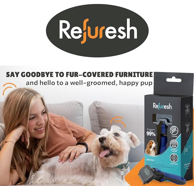 Deshedding Dog Brush for Long Hair (Small,Blue) – Gentle Deshedding tool for Dogs & Cats – Reduces shedding, without damaging topcoat. Removes Loose Fur & Dead Undercoat.