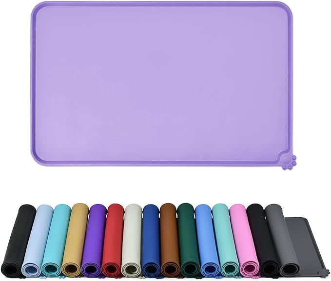 Waterproof Pet Feeding Mat with High Raised Edges, Heavier and Thicker Placemats for Cat Dog Water Bowl with BPA Free, Dogs Cats Food Mats for Messy Drinkers to Prevent Spill and Protect Floors