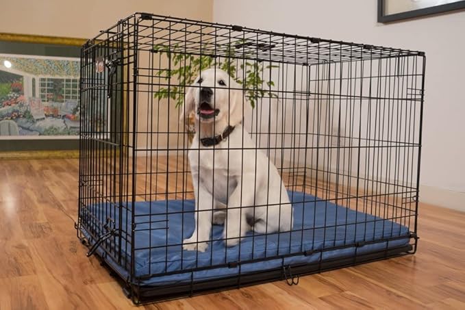 K9 Ballistics Tough Ripstop Orthopedic Dog Crate Bed - Durable Pad with Washable Cover, for Wire Crates, Tie-Downs Included, Size: X-Large 47"x29", Obsidian Black