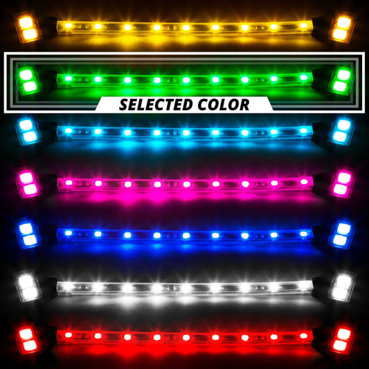 XK Glow Strip Single Color Underglow LED Accent Light Car/Truck Kit Green - 8x24In Tube + 4x8In