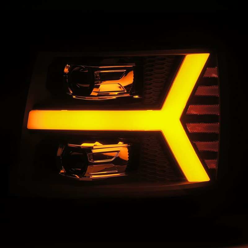AlphaRex 07-13 Chevrolet Silverado PRO-Series Halogen Projector Headlights Jet Black