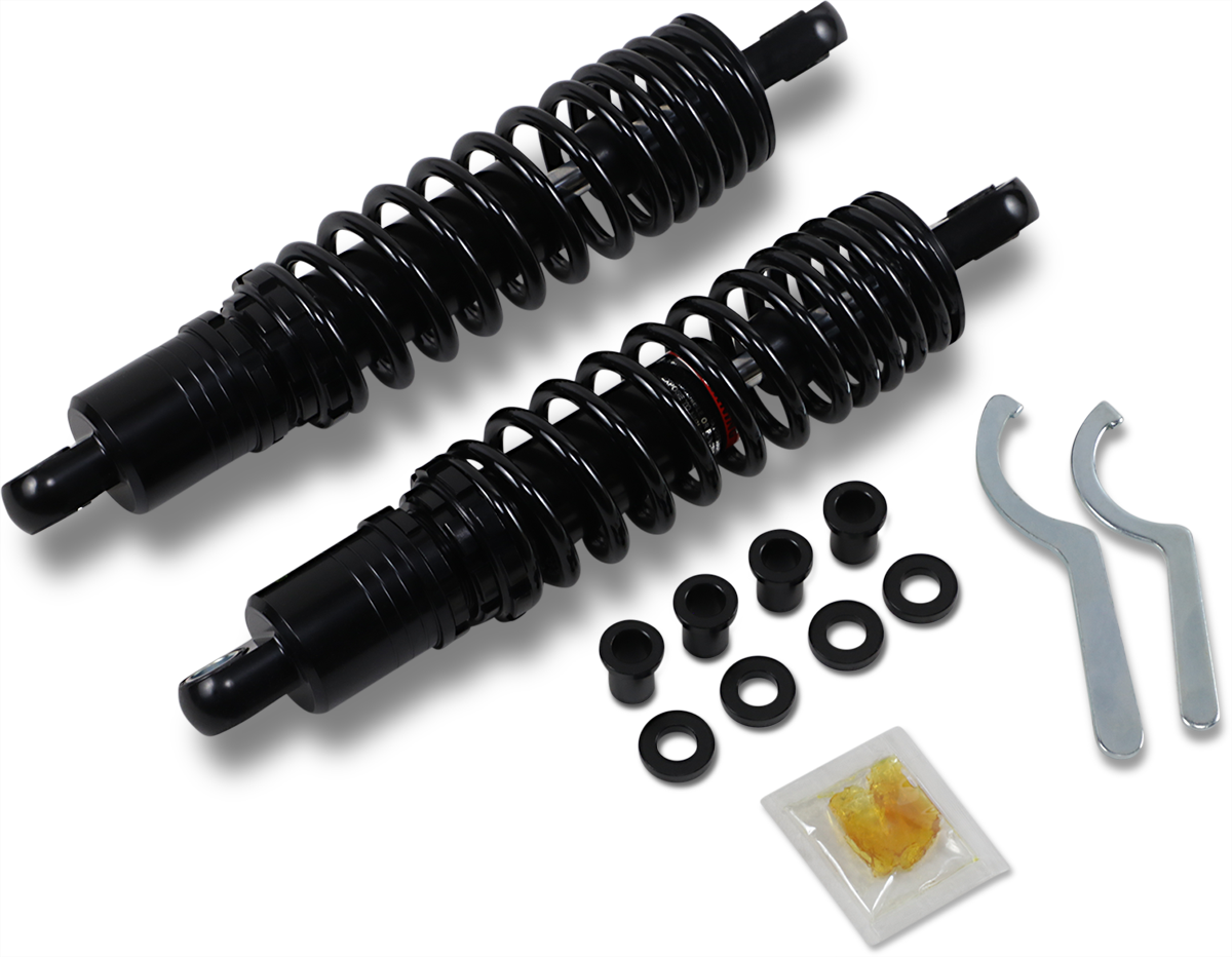 DRAG SPECIALTIES SHOCKS, DRAG SPECIALTIES SHOCKS Premium Ride-Height Adjustable Heavy Duty Rear Shocks - 12.5 inches - Black C16-0167NUHB