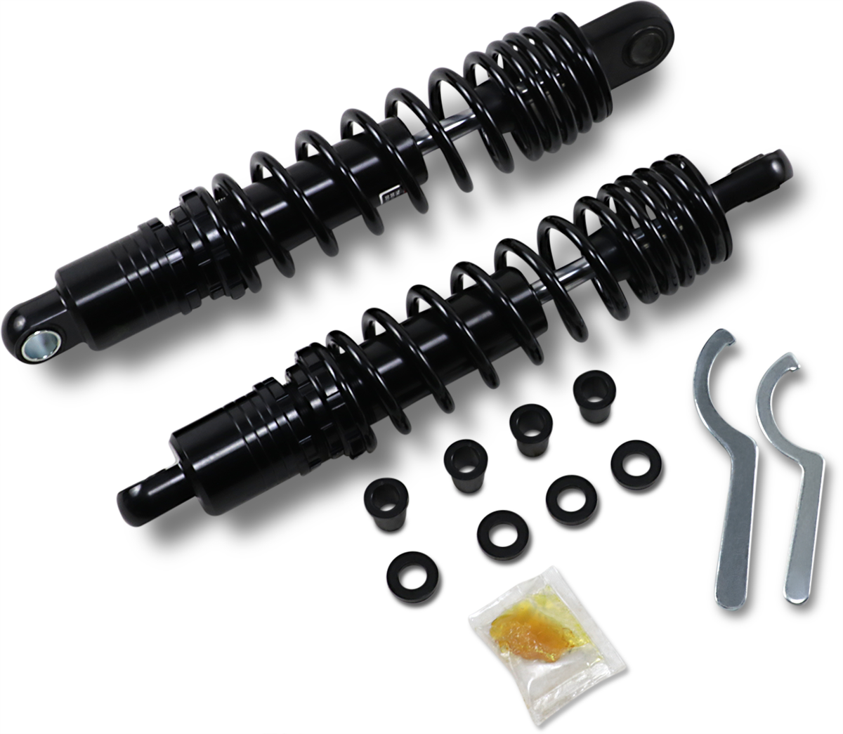 DRAG SPECIALTIES SHOCKS, Drag Specialties C16-0168NUHB Premium Ride-Height Adjustable Shocks for Motorcycles - 13.5 Inch Heavy Duty Black