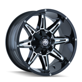 Mayhem 8090 Rampage 20x9 / 8x170 BP / 18mm Offset / 130.8mm Hub Gloss Black Milled Wheel