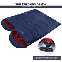 Load image into Gallery viewer, Hooded Camping Sleeping Bag for Adult with Cotton Flannel,Red,Blue,Navy Blue