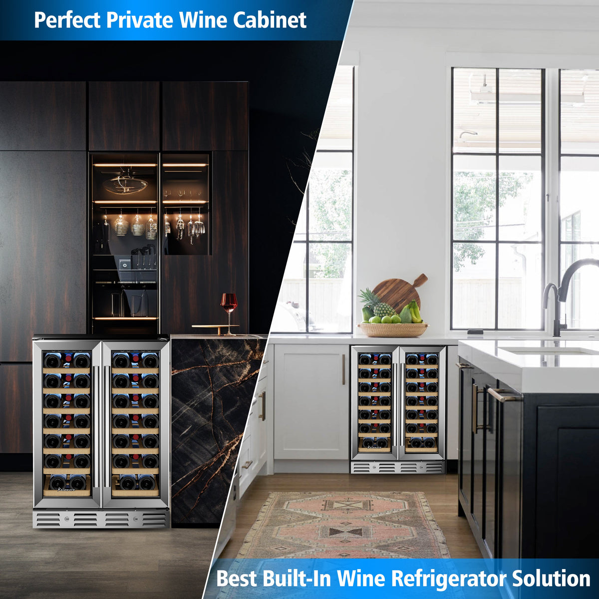 Kalamera 24'' Built-in French Door Wine Cooler