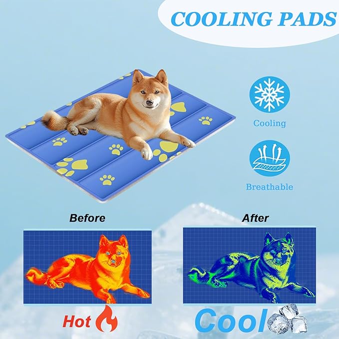 Dog Cooling Mat, Cooling Mat for Dogs & Cat, Provides Instant Relief for Small, Medium, Large Dogs, Washable, Non-Slip Design, Perfect for Hot Summer Days to Keep Pets Comfortable(S 20''*16'')