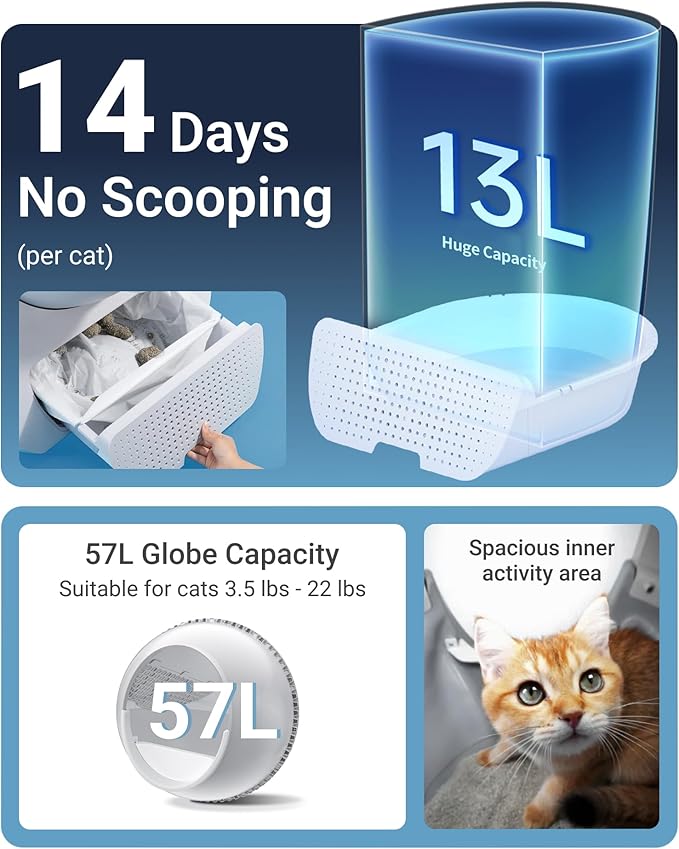 CATLINK 2025 Upgrade Automatic Cat Litter Box Self Cleaning for Multiple Cats with Mat, Double Odor Removal, Cat Litter Box for Cats from 3.5～22 lbs