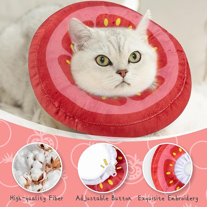 ANWA Adjustable Cat Cone Collar Soft, Cute Cat Donut Collar After Surgery, Kitten Recovery Cones to Stop Licking