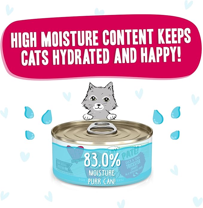 Weruva B.F.F. Play - Best Feline Friend Paté Lovers, Aw Yeah!, Duck & Tuna Trickster with Duck & Tuna, 5.5oz Can (Pack of 8)