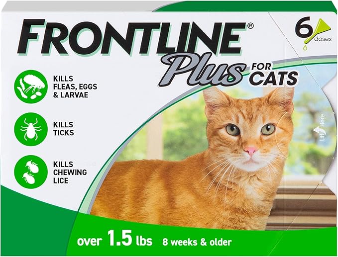 FRONTLINE Plus Flea and Tick Treatment for Cats Over 1.5 lbs. 6 Treatments