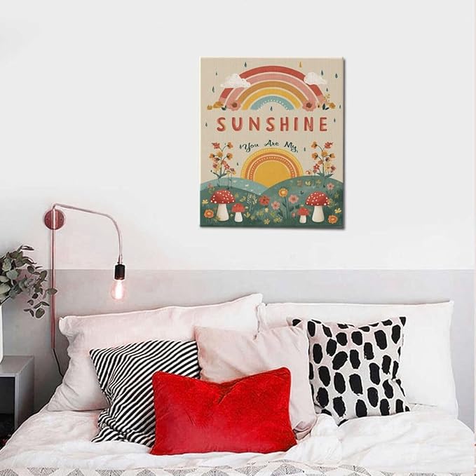 You Are My Sunshine Inspirational Canvas Wall Art Motivational Encouragements Wall Decor First Communion Gifts for Girls Boys Toddler Teens Pictures Painting Print Artwork Framed Decorations Nursery Dorm Bedroom 20"x24"