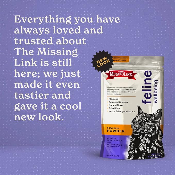 The Missing Link Feline Superfood Supplement Powder 6oz Bag, Veterinarian Formulated, Balanced Omega 3 & 6 for Healthy Skin & Coat, Digestion, Immunity & Overall Cat Health