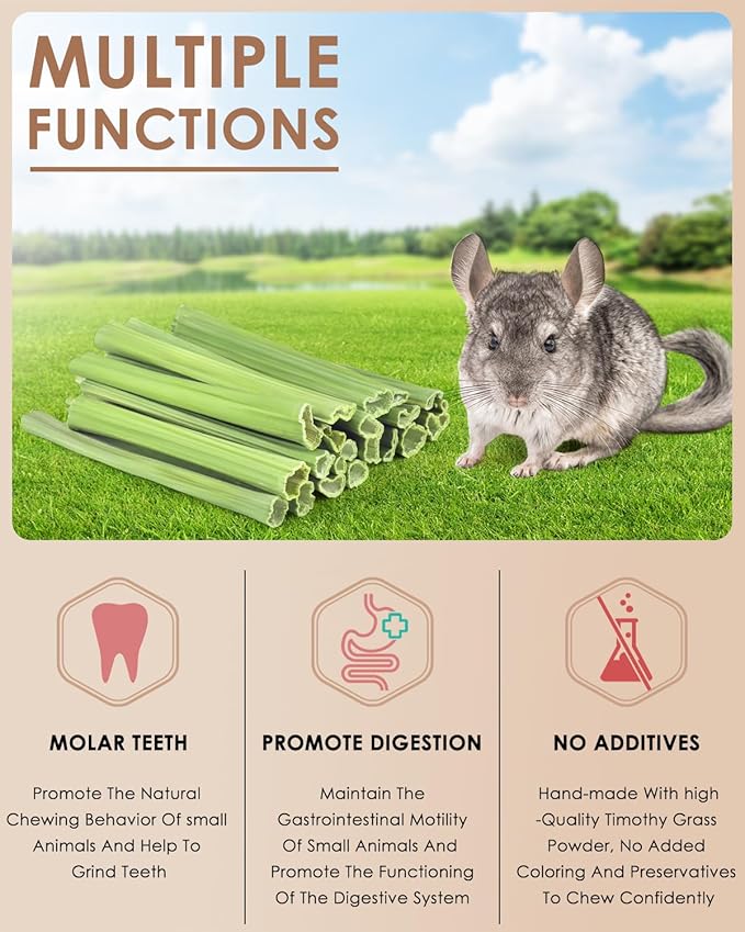 Bissap 25 PCS Guinea Pigs Chew Sticks, Natural Papaya Stems Bunny Chews Treats for Hamsters Chinchillas Small Animals Organic Molar Chewing Snack