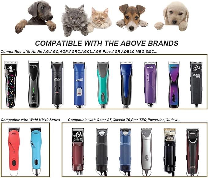 7F Blades Dog Grooming Blades Compatible with Andis/Oster A5/Wahl KM-10 Series Dog Clippers,Detachable Clipper Replacement Blade,Black (7FC/2PCS)