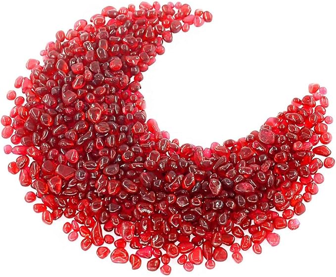 1 Lb (460 g) Red Sea Glass Stones Irregular Rainbow Glass Pebble Decorative Rock Quartz Tumbled Gemstone Chips for Aquarium Decoration/Vase Filler/Jewelry Making/Handwork Craft/Gems Display