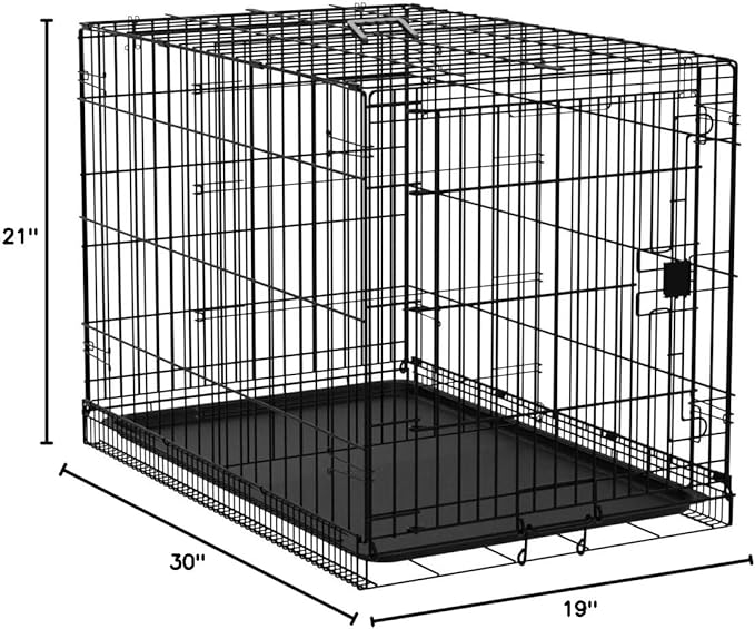 Amazon Basics Durable, Foldable Metal Wire Dog Crate with Tray, Single Door, 30 x 19 x 21 in, Black
