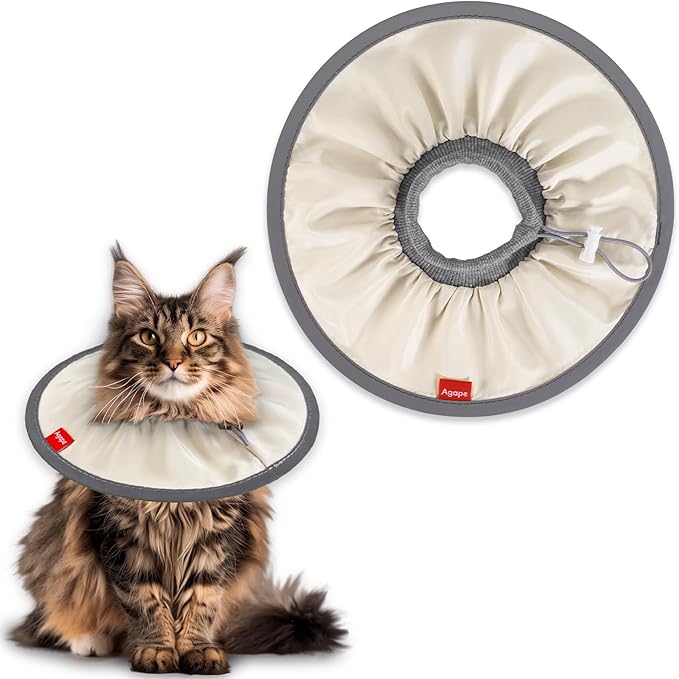 Agape Soft Cat Cone, Comfy Collar to Stop Licking & Scratching, Lightweight Recovery Collar for Cats After Surgery, Adjustable Elizabethan Collar for Neuter Recovery, Waterproof Neck Cones for Cats