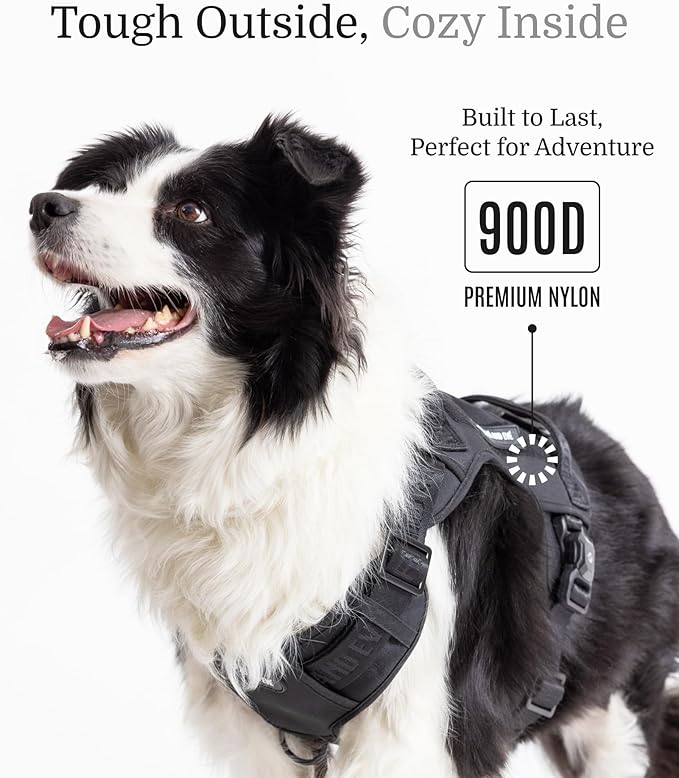 2025 New Edition, Fei & Eve MagEase Dog Harness - 3-Second Magnetic Buckles | 3-Point No-Pull Control | Heavy-Duty 900D Nylon | Dual Safety Handles | Breathable Mesh | Adjustable Fit | Medium,Black