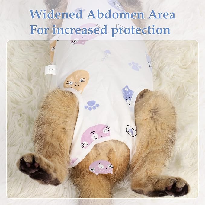 ANWA Cat Recovery Suit - Breathable Cat Onesie for Cats After Surgery Female, Kitten Surgery Recovery Suit Female Abdominal Wounds