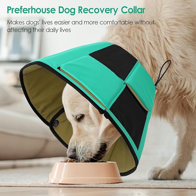 Soft Dog Cone for Large Dogs, Cone for Dogs to Stop Licking, Breathable Pet Surgery Collar Cone for Extra-Large Pets, Green XL