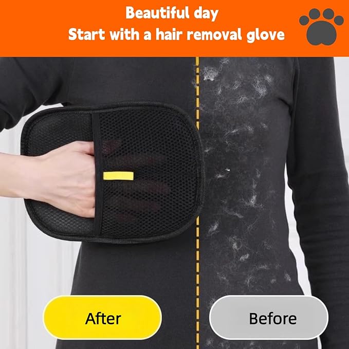 Pet Hair Remover Glove,2025 Pet Hair Remover Electrostatic Gloves,Washable Reusable Dogs Cats Hair Gloves for Furniture Bed Sheets Couch,Furniture,Carpet,Car Seat