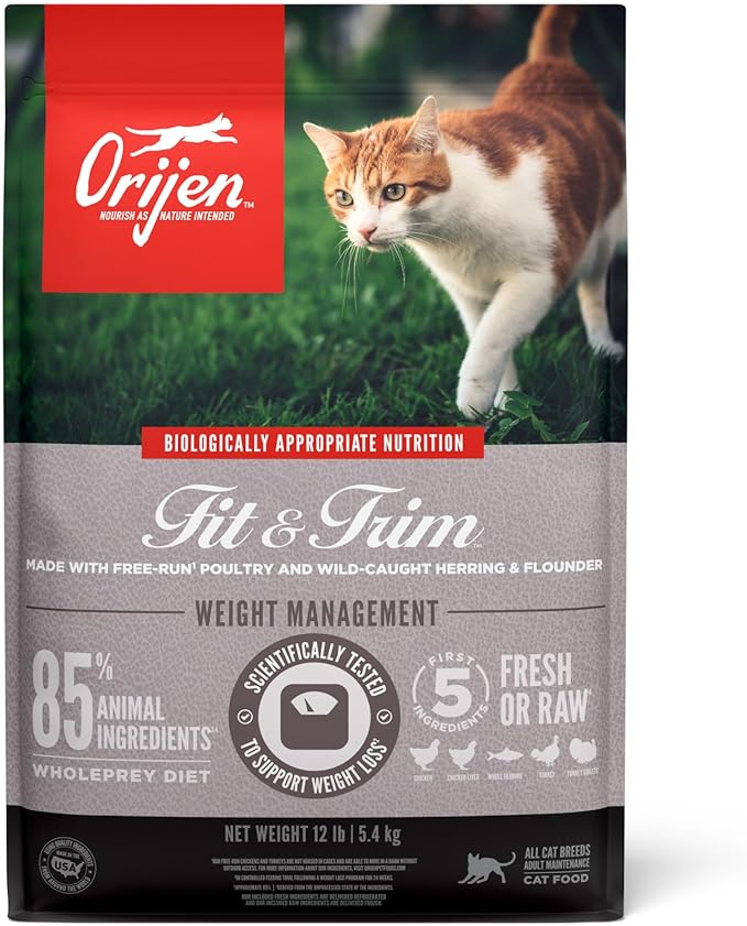 ORIJEN Fit & Trim Grain Free High Protein Premium Dry Cat Food 12lb Bag